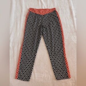 THML Size Small Lightweight Polyester Pants. Dark Navy, White & Orange Geometric